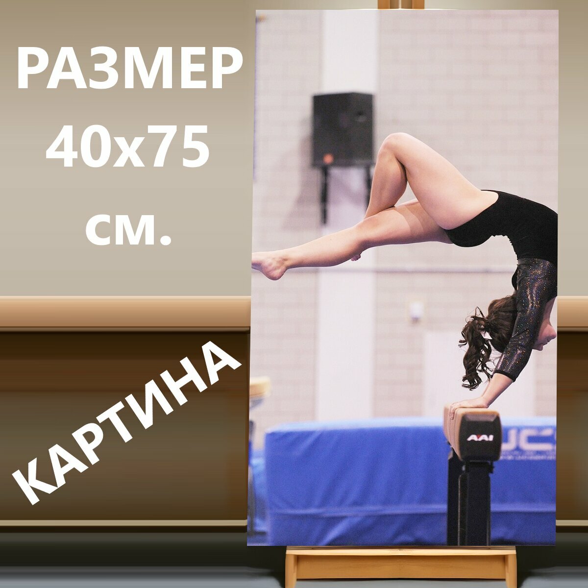 Картина на холсте "Гимнастика, гимнастка, виды спорта" на подрамнике 40х75 см. для интерьера