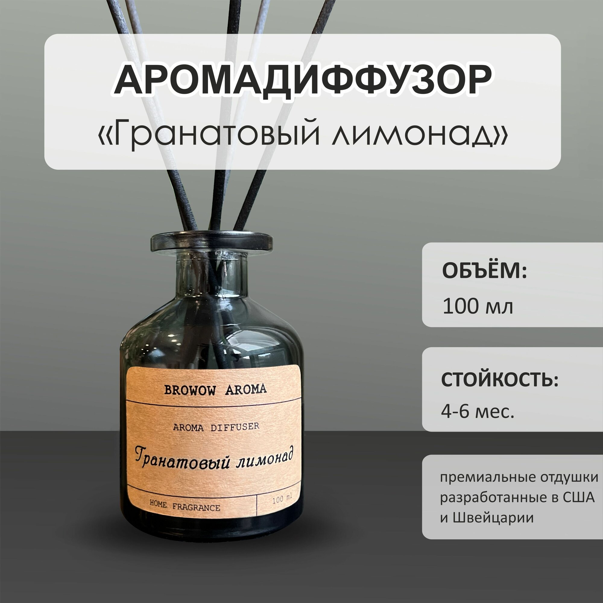 Ароматический диффузор, ароматизатор для дома Гранатовый лимонад 100мл
