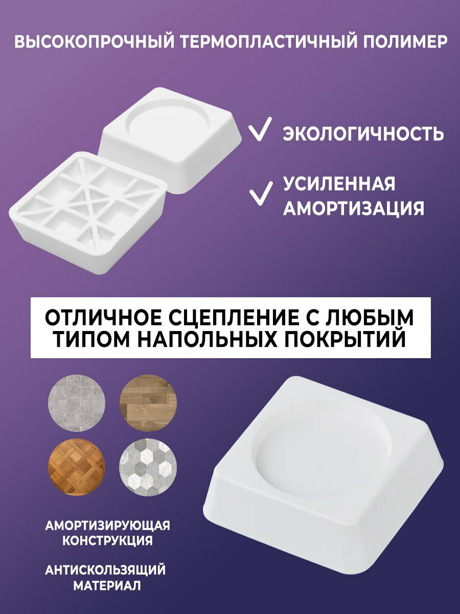 Антивибрационные подставки для стиральных машин и холодильников круглые прозрачные с подложкой — фото 1