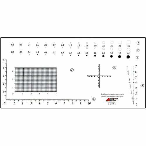 Трафарет для расшифровки радиографических снимков шкала 10 см 810₽