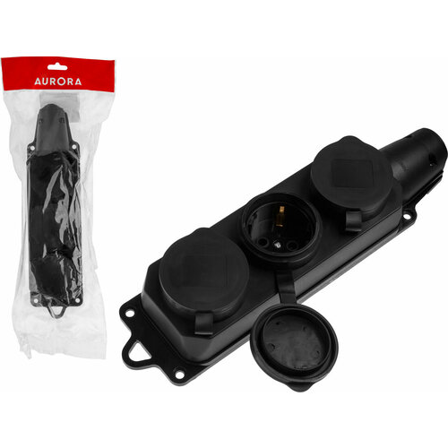 Розетка тройная переносная 16А 250В с заземлением AURORA STARTUL черная A100-014 750₽