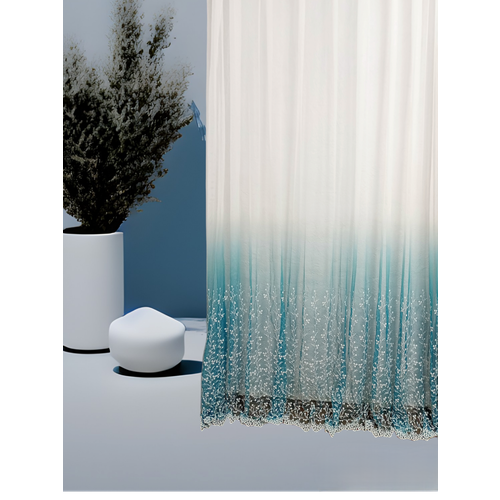 Тюль сетка Амбре с вышивкой 400*290 для гостиной, спальни, кухни, на ленте 6см.