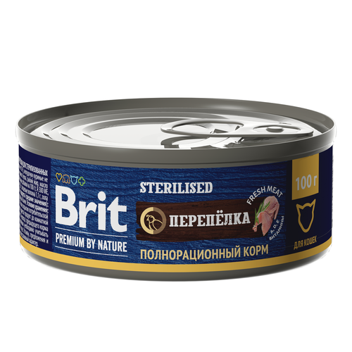 Влажный корм Brit Premium by Nature консервы с мясом перепелки для стерилизованных кошек 100 г перепелки домашние фермерские 600г