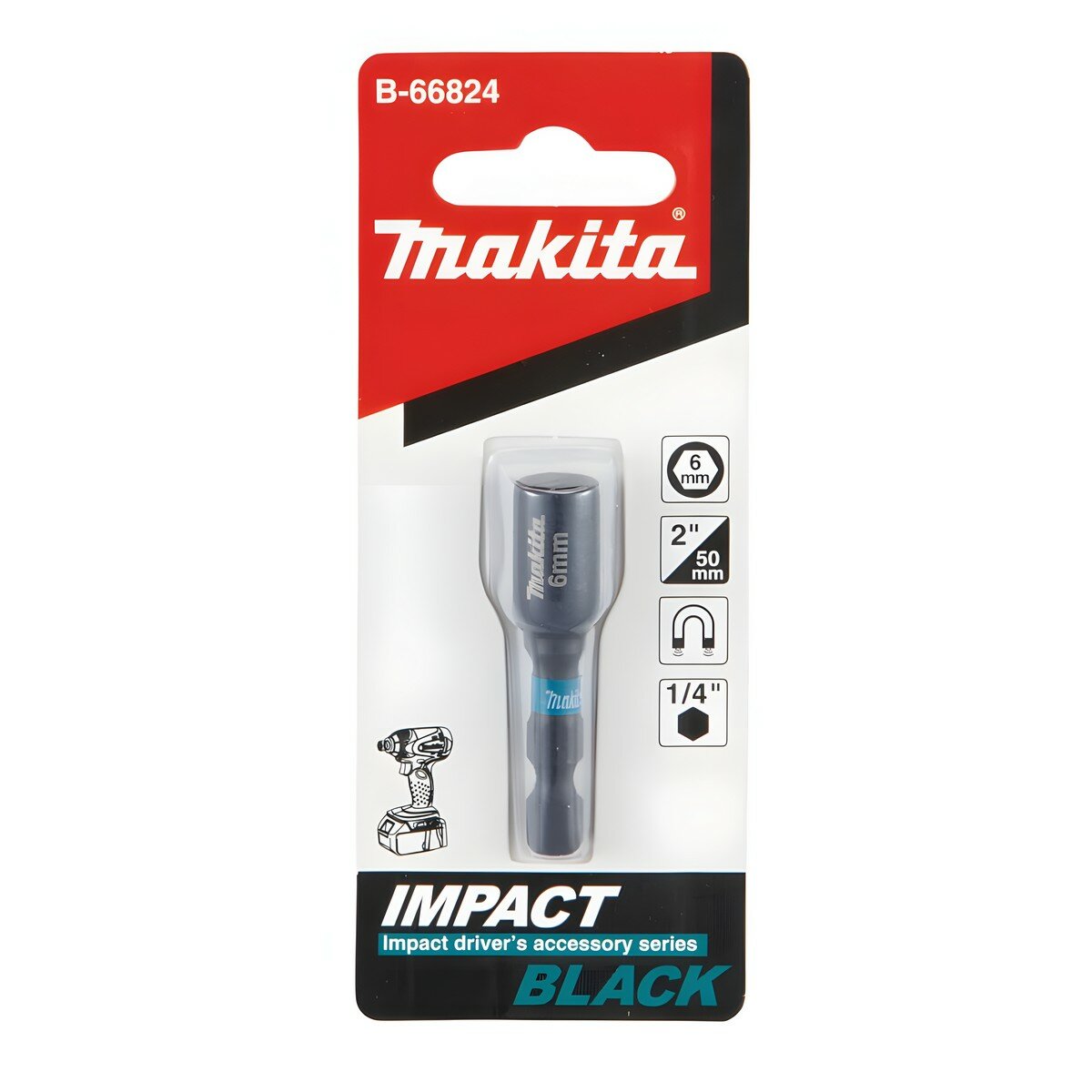 Головка торцевая 6 х 50 мм, магнитная Impact Black MAKITA B-66824