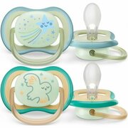 Пустышка Philips Avent SCF376/18 ultra air 0-6 мес 2 шт светящаяся с футляром