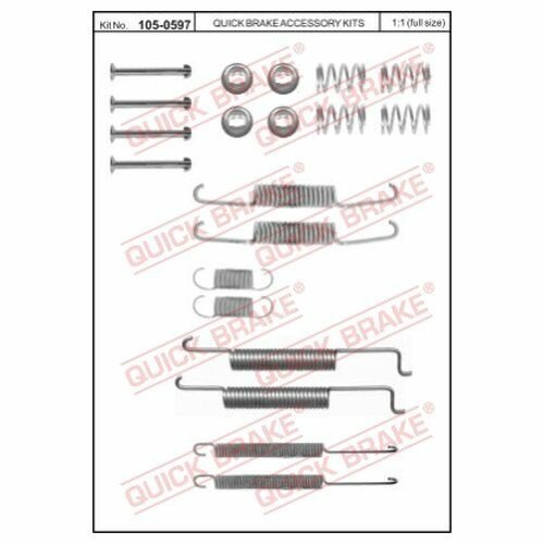 Комплект монтажный тормозных колодок Quick Brake 105-0597 для Audi 100 (1976-1983), Audi 80 (1978-1991), Audi 90 (1984-1987)