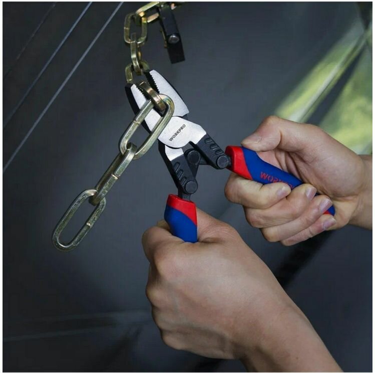 Пассатижи силовые шарнирные WORKPRO 200 мм — фото 1