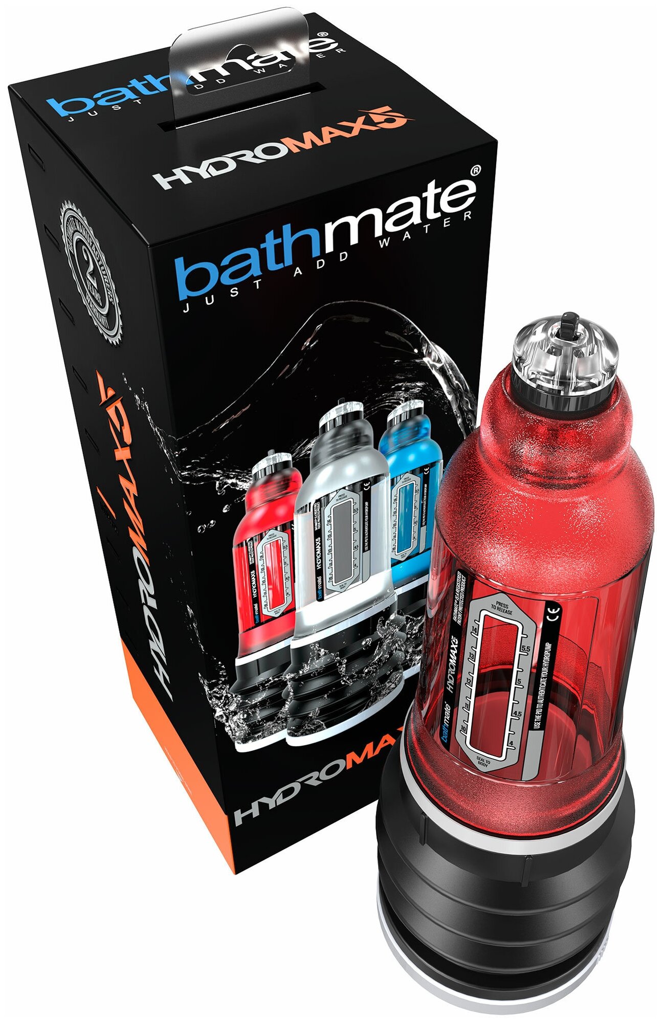 Гидропомпа Bathmate "Hydromax", для увеличения пениса, водонепроницаемая, красная