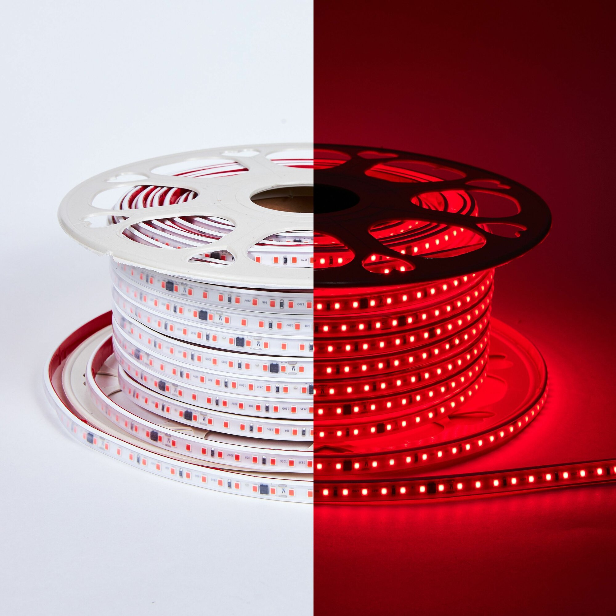 Светодиодная лента LUX 220V Eleganz, 120 LED, 9,6 Вт 2835, IP65 Красный свет, 50м