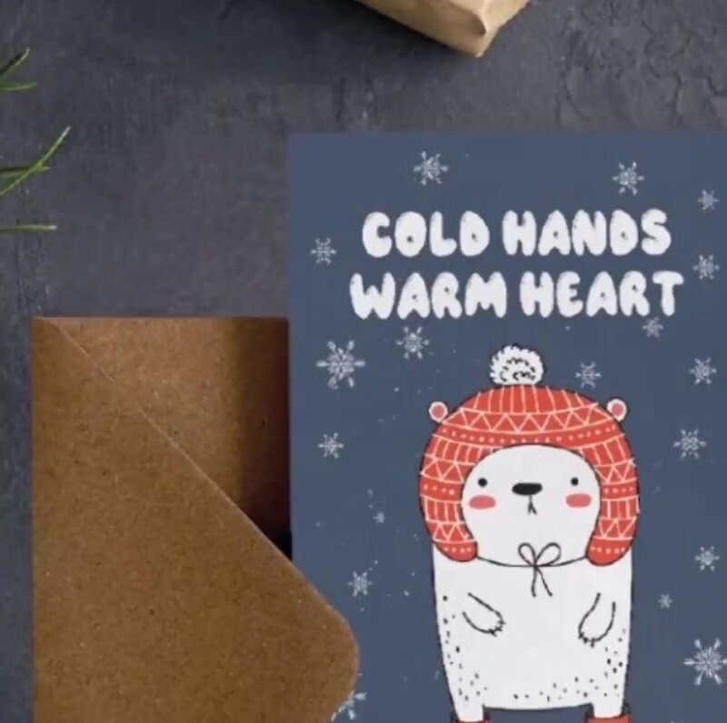 Новогодняя подарочная открытка meswero / ny / сold hands, warm heart — фото 1