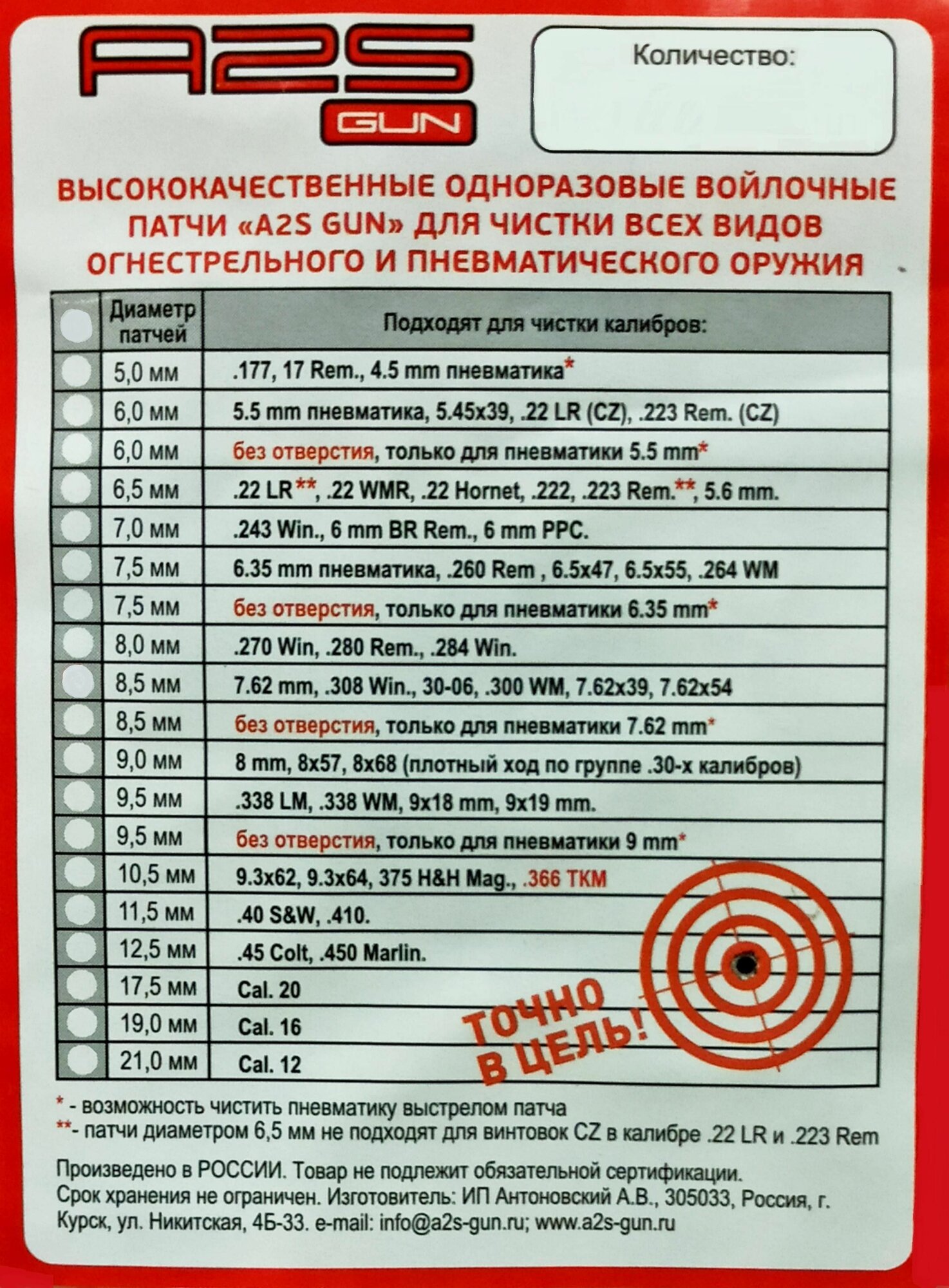Патч A2S GUN 21 мм 10 шт. — фото 1