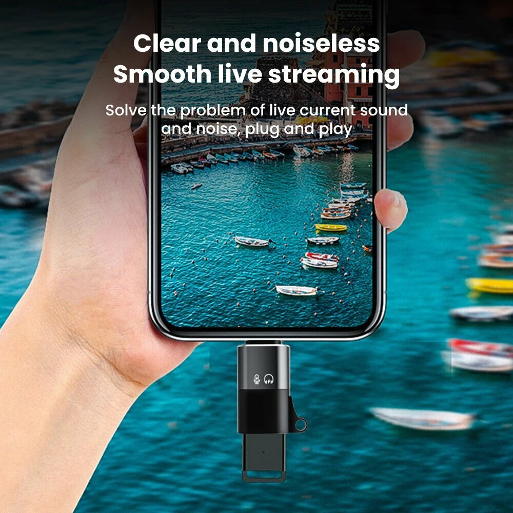 Переходник Olaf OTG типа c на Lightning для iphone Lightning «папа» на USB C «мама» типа c для наушников USB-накопитель OTG, Black — фото 1