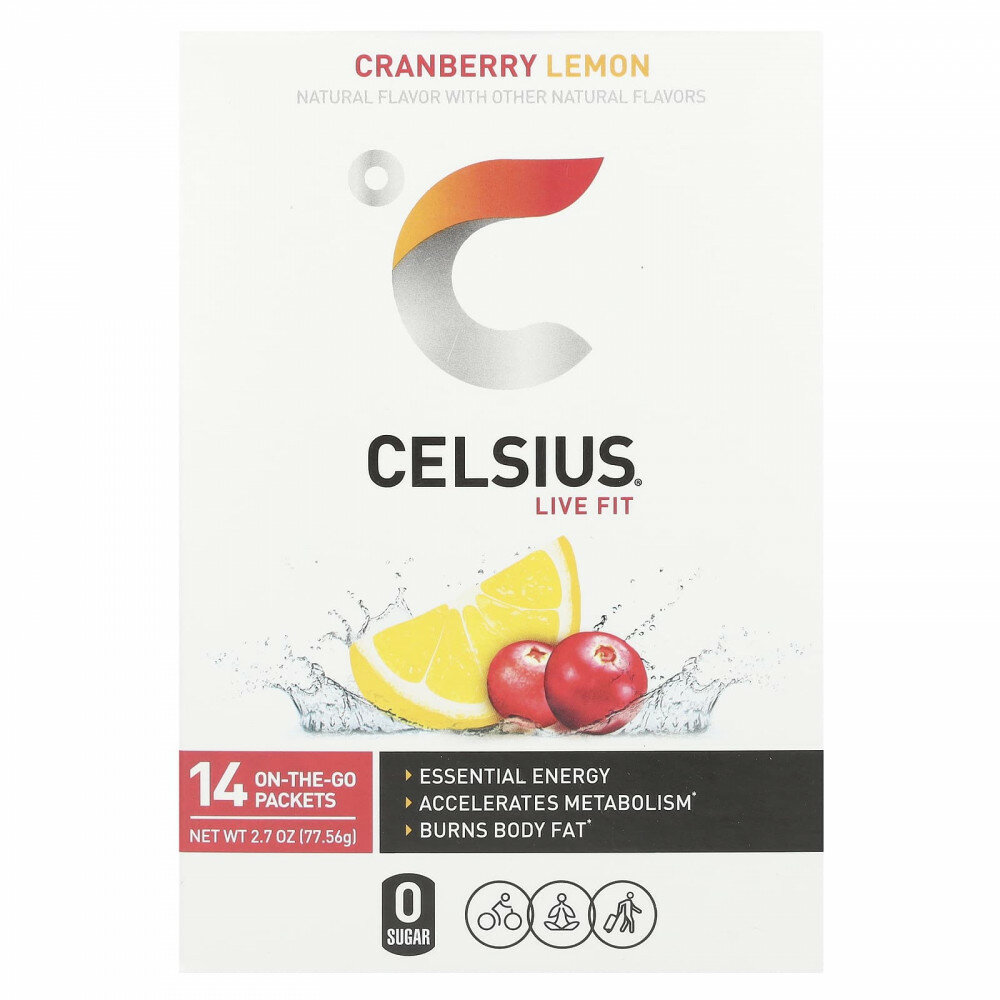 Celsius Live Fit клюква и лимон 14 пакетиков по 554 г 02 унции