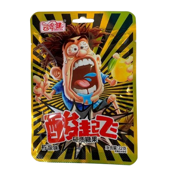 Супер кислые леденцы Sour Candy набор 3 шт лимон, персик, черника/ Китайские конфеты — фото 1