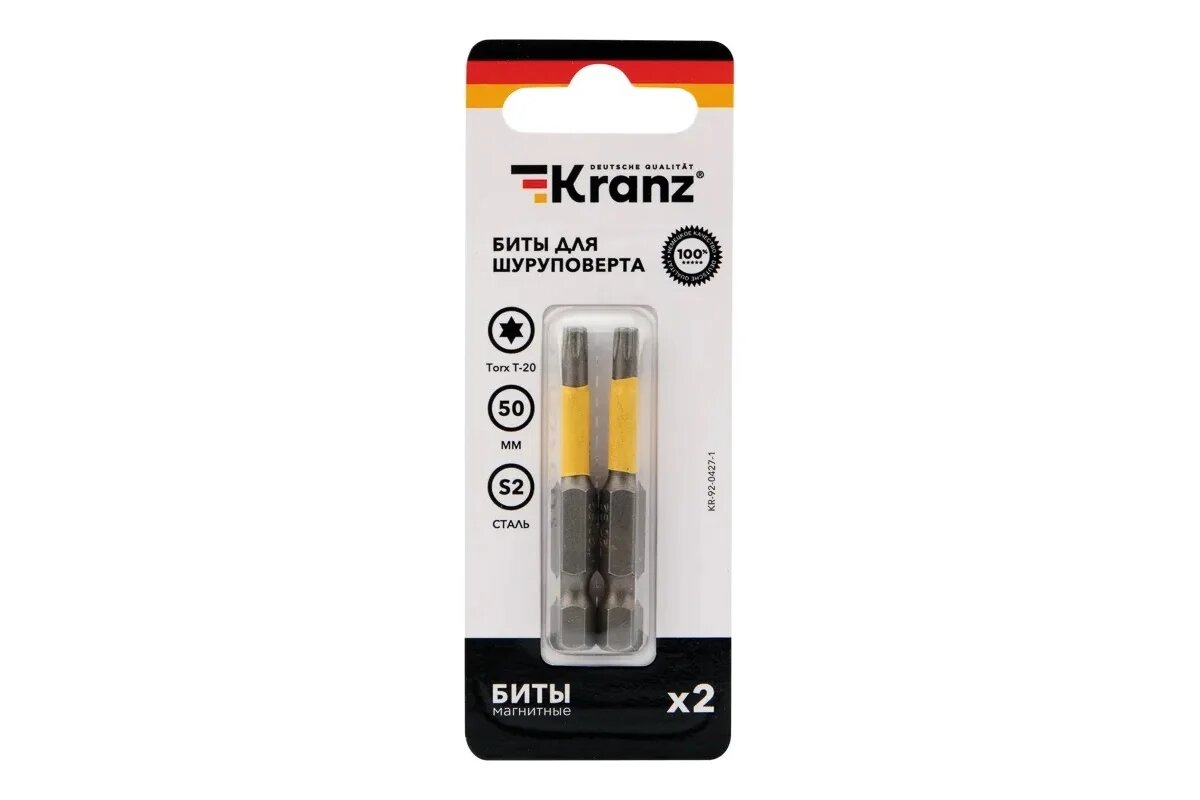 Бита Torx (2 шт; T20x50 мм; сталь S2) для шуруповерта KRANZ KR-92-0427-1