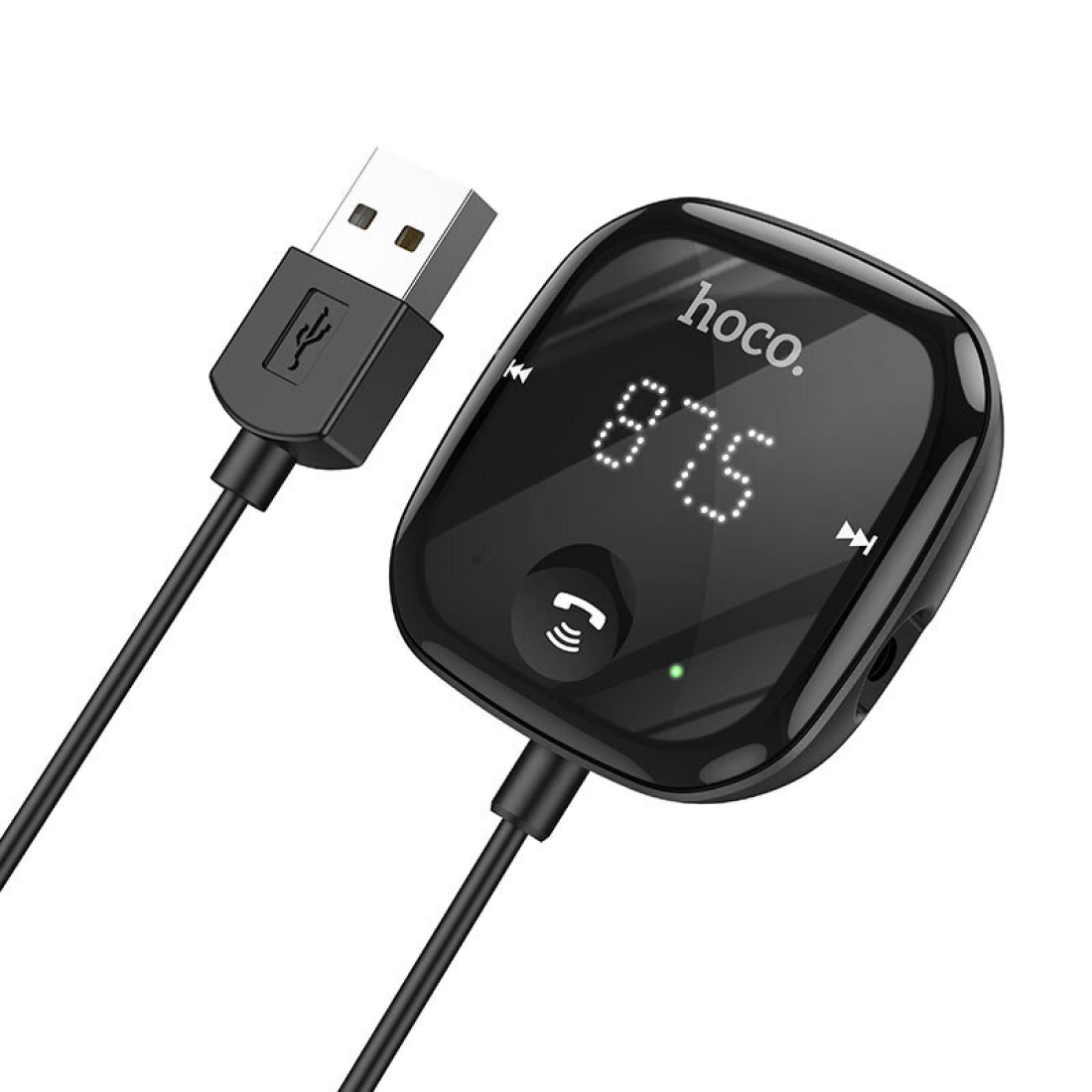 Bluetooth FM модулятор с Bluetooth подключение двух телефонов одновременно, E65, HOCO, черный — фото 1
