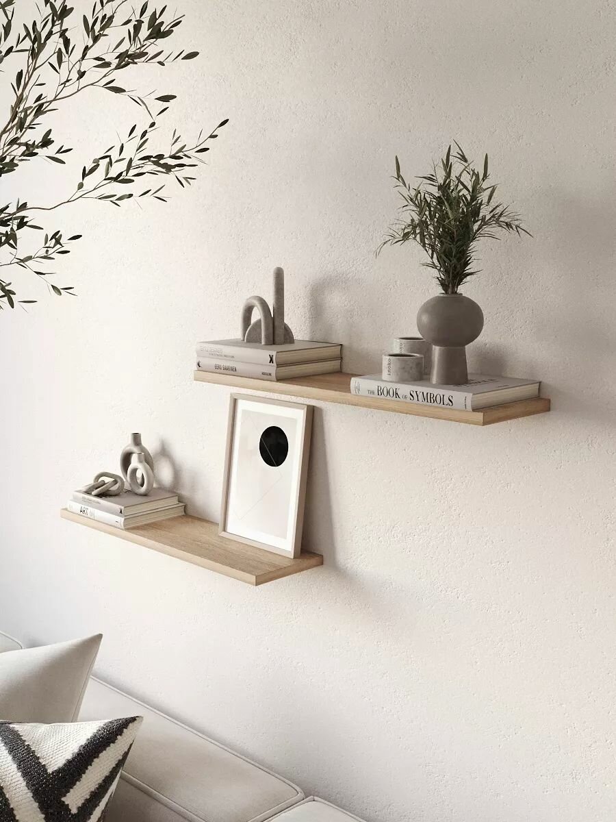 Полка настенная навесная 540х145х16 мм 2 шт цвет: дуб сонома скрытое крепление