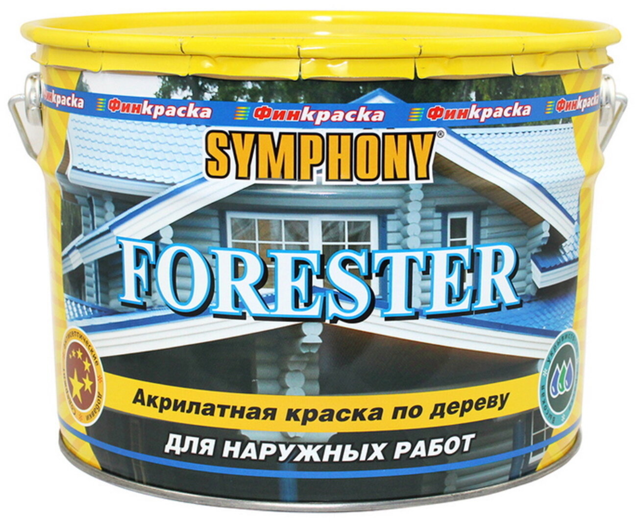 Фасадная краска Symphony / Симфония Forester база A по дереву антисептическая атмосферостойкая акриловая белая полуматовая 9л / лакокрасочные материалы