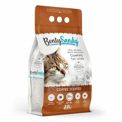 фото Bentysandy coffee наполнитель для кошачьего туалета комкующийся, глиняный, с ароматом кофе - 8,7 кг (10 л)