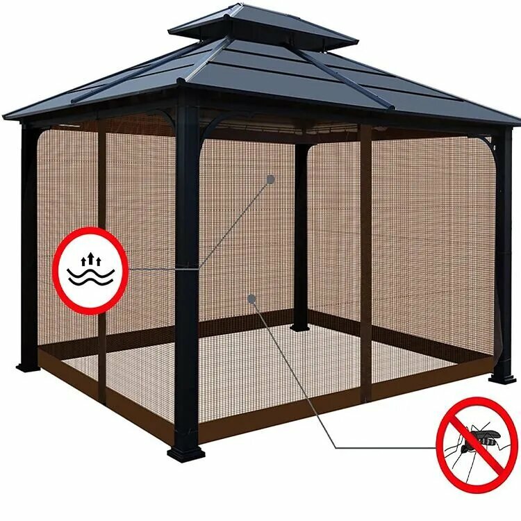 Тент садовый Mosquito net  300x360x230 см  водонепроницаемый  черный