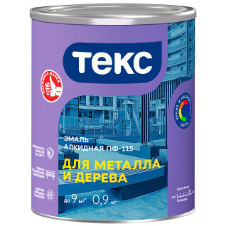 Эмаль Алкидная Текс Оптиум ПФ 115 09кг Красная для Внутренних и Наружных Работ Глянцевая Универсальная.
