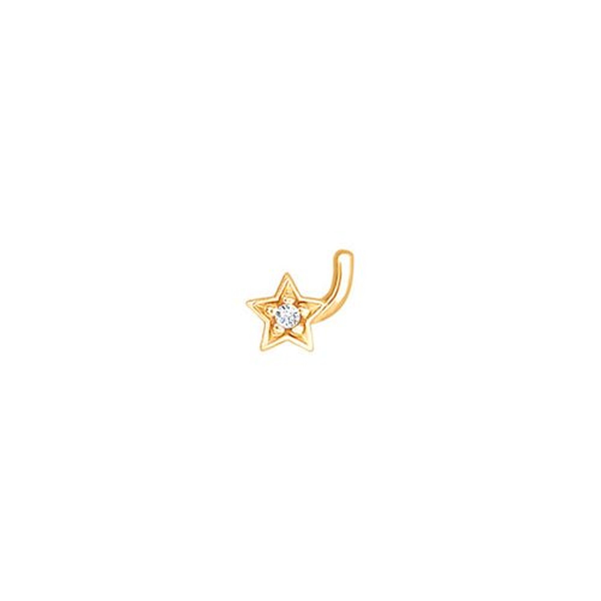 Пирсинг в нос Diamant online, красное золото, 585 проба, фианит