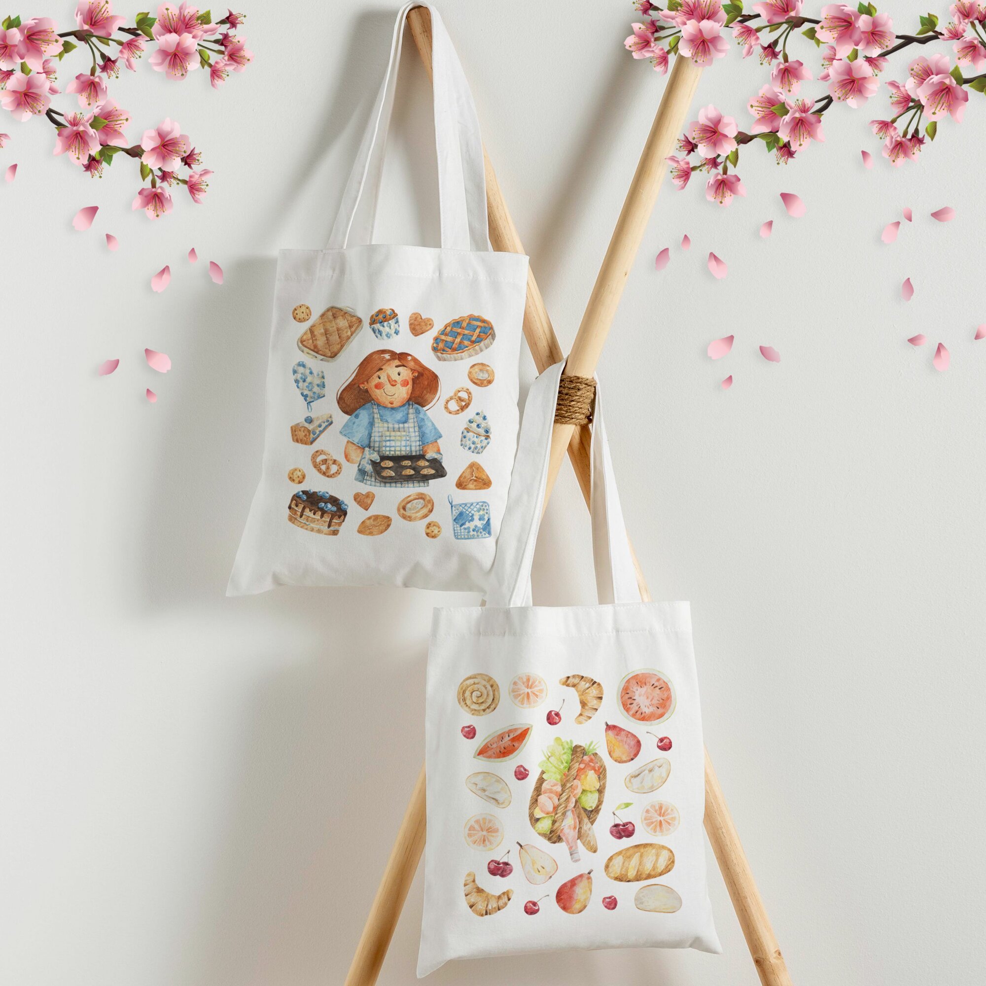 Комплект сумок шоппер Gerasim, 2 шт., розовый, голубой, коричневый