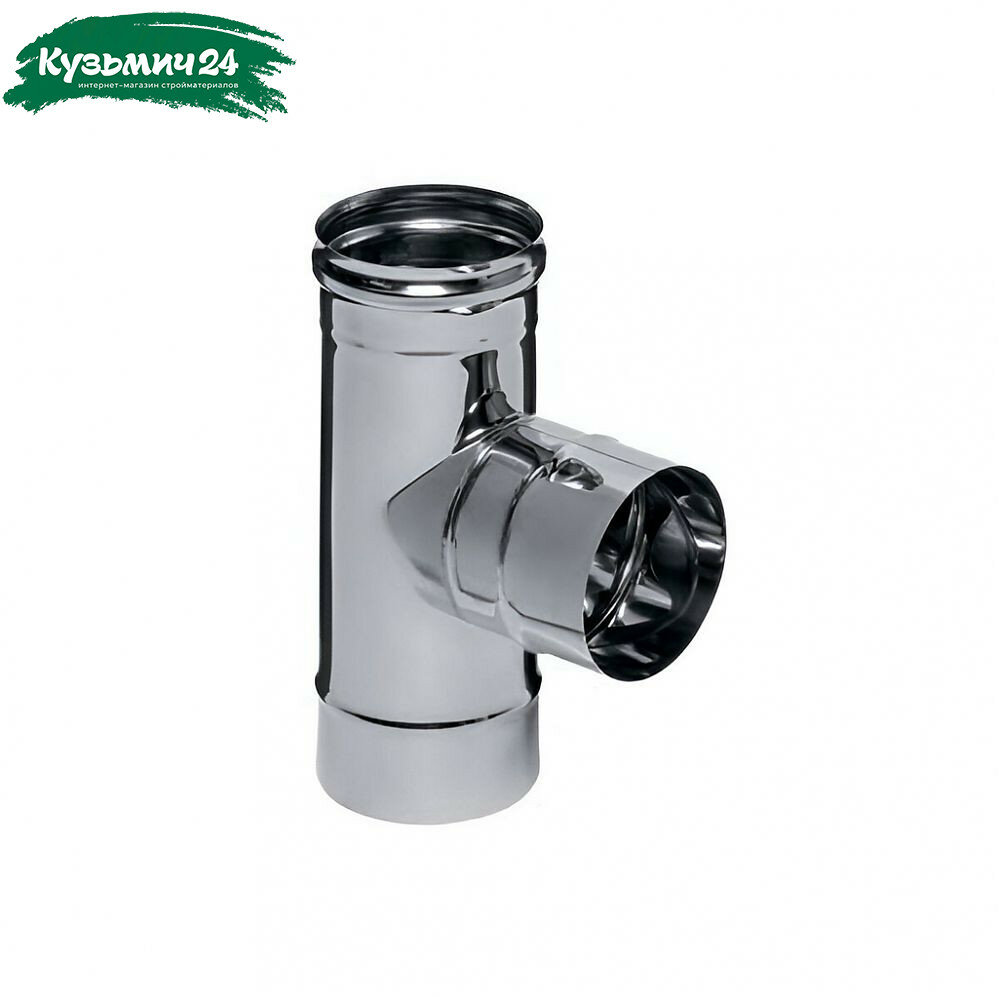 Тройник для дымоходов Ferrum К d 150 мм угол 90 гр сталь 0.8 мм одностенный