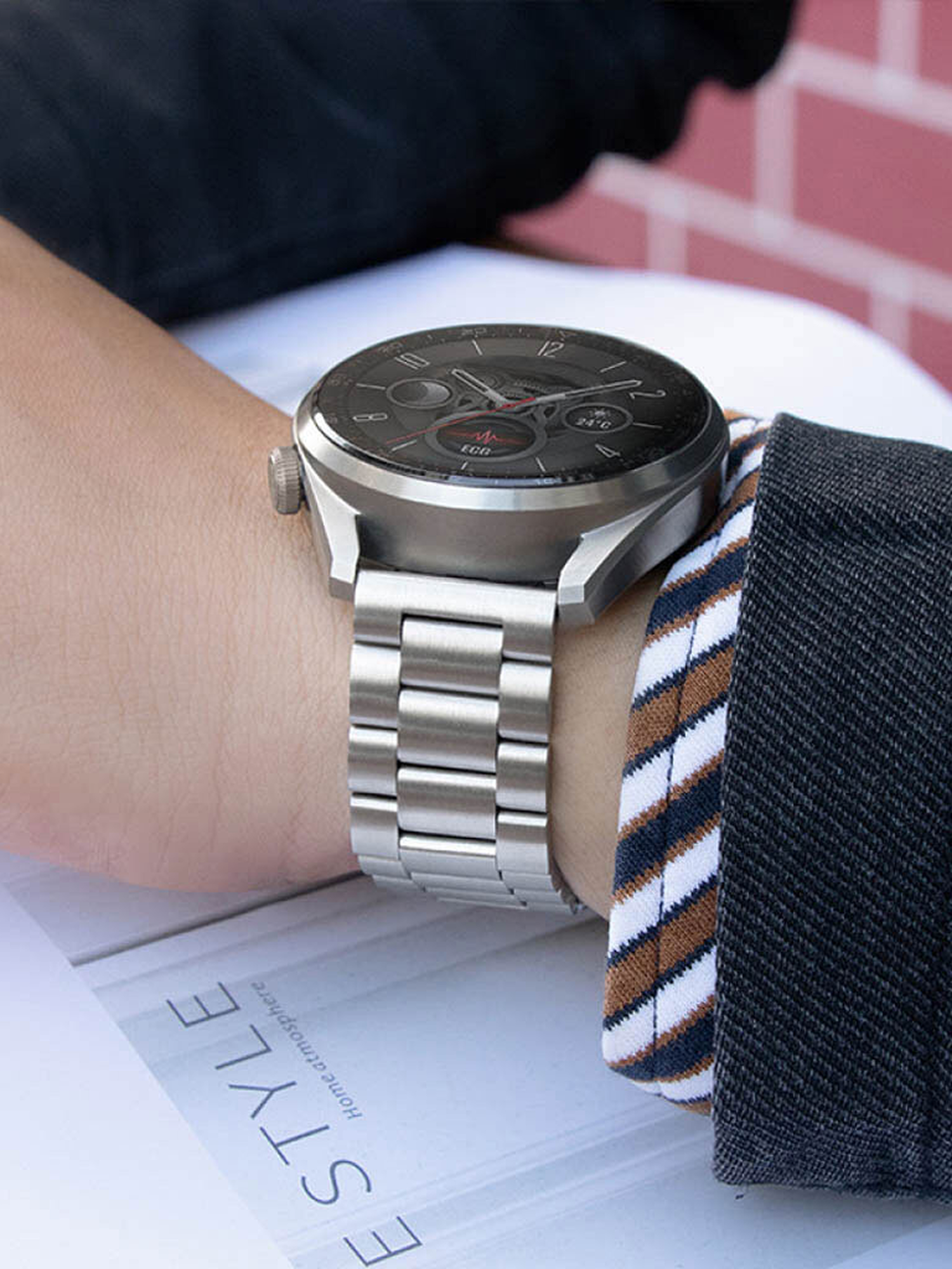 Универсальный ремешок Hoco WH06 Grand 22 мм, металлический, серебристый, для смарт-часов