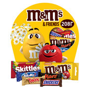 Подарочный набор M&M's & Friends, набор шоколадных конфет M&M's, Snickers, Twix, Milky Way, Mars, Skittles, 208 г