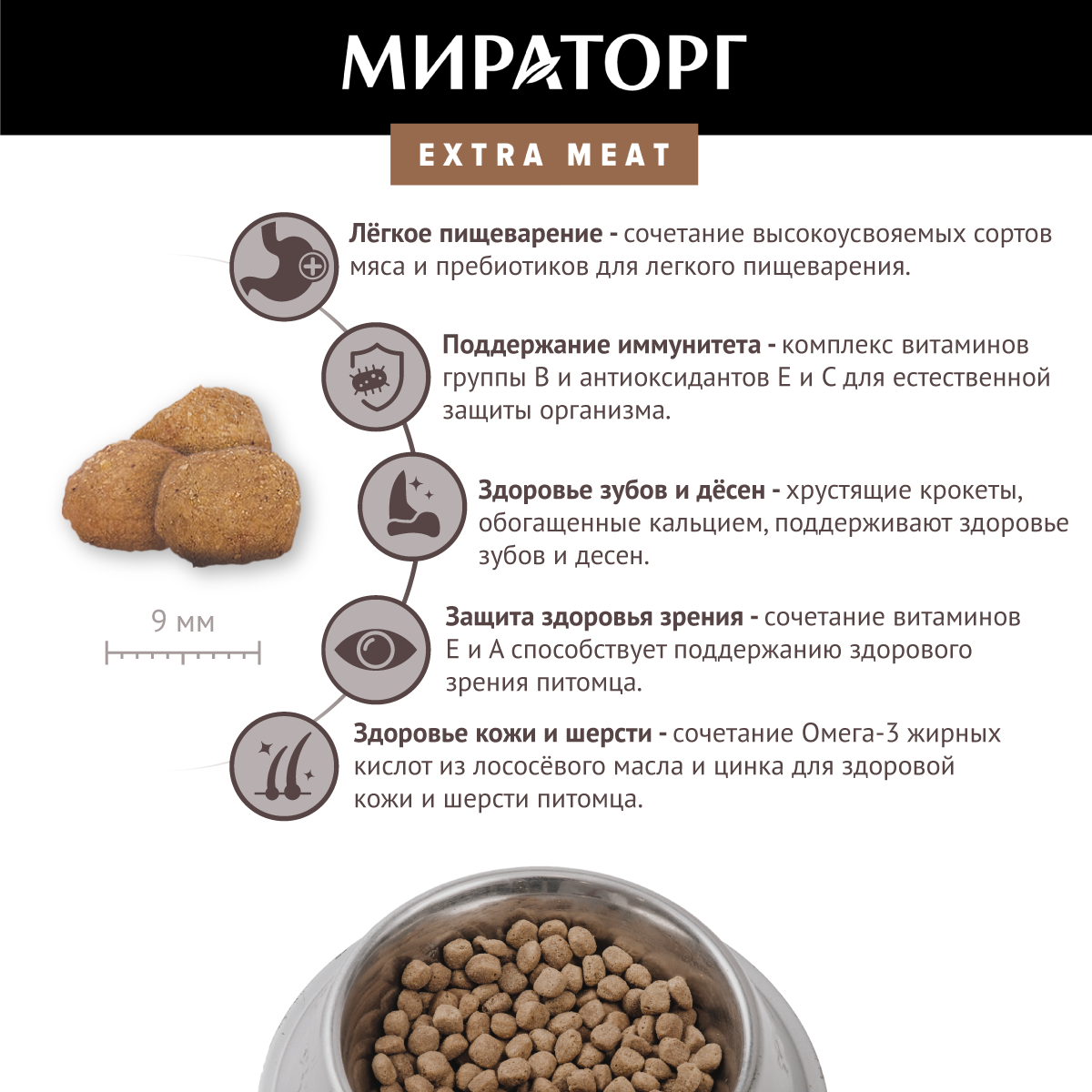 Корм сухой для взрослых собак мелких пород старше 1г с говядиной Black angus Extra Meat Мираторг 1,5кг СК Короча - фото №5