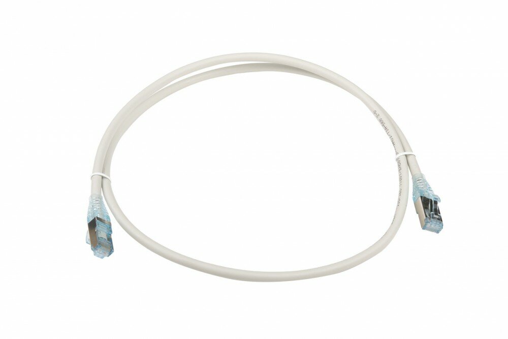 Патч-корд hyperline PC-LPM-STP-RJ45-RJ45-C6-1M-LSZH-GY, экранированный, Cat.6 LSZH, 1м, серый (010803)