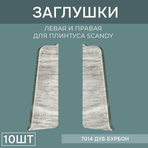 фото Заглушка левая+правая 72мм для напольного плинтуса scandy 5 блистеров по 2 шт, цвет: дуб бурбон поставщикофф