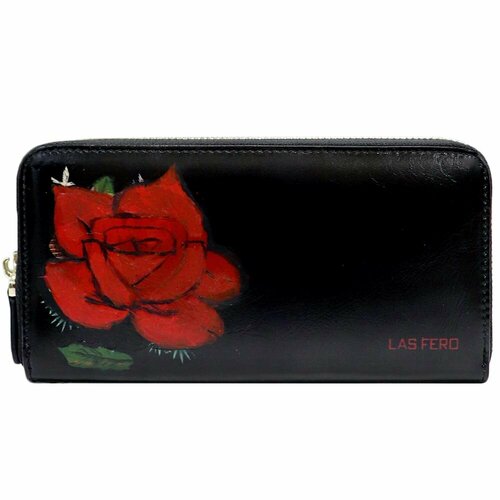 Кошелек LASFERO, фактура гладкая, красный, черный