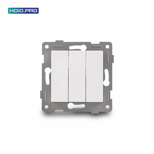 Выключатель кнопочный трехклавишный (без фиксации), белый