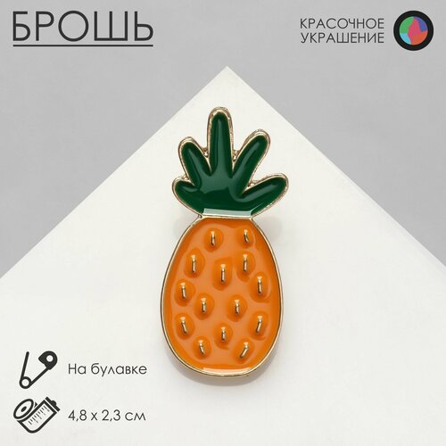 фото Брошь ананас, эмаль, зеленый, оранжевый ma.brand