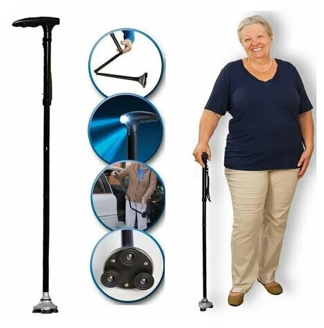фото Трость складная опорная с фонариком Trusty Cane