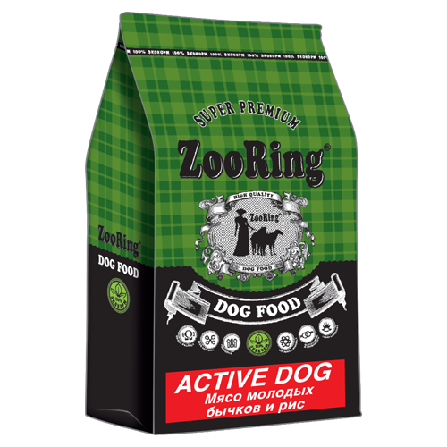 Сухой корм для собак ZooRing Active Dog (Актив Дог) Мясо молодых бычков и рис, 10 кг