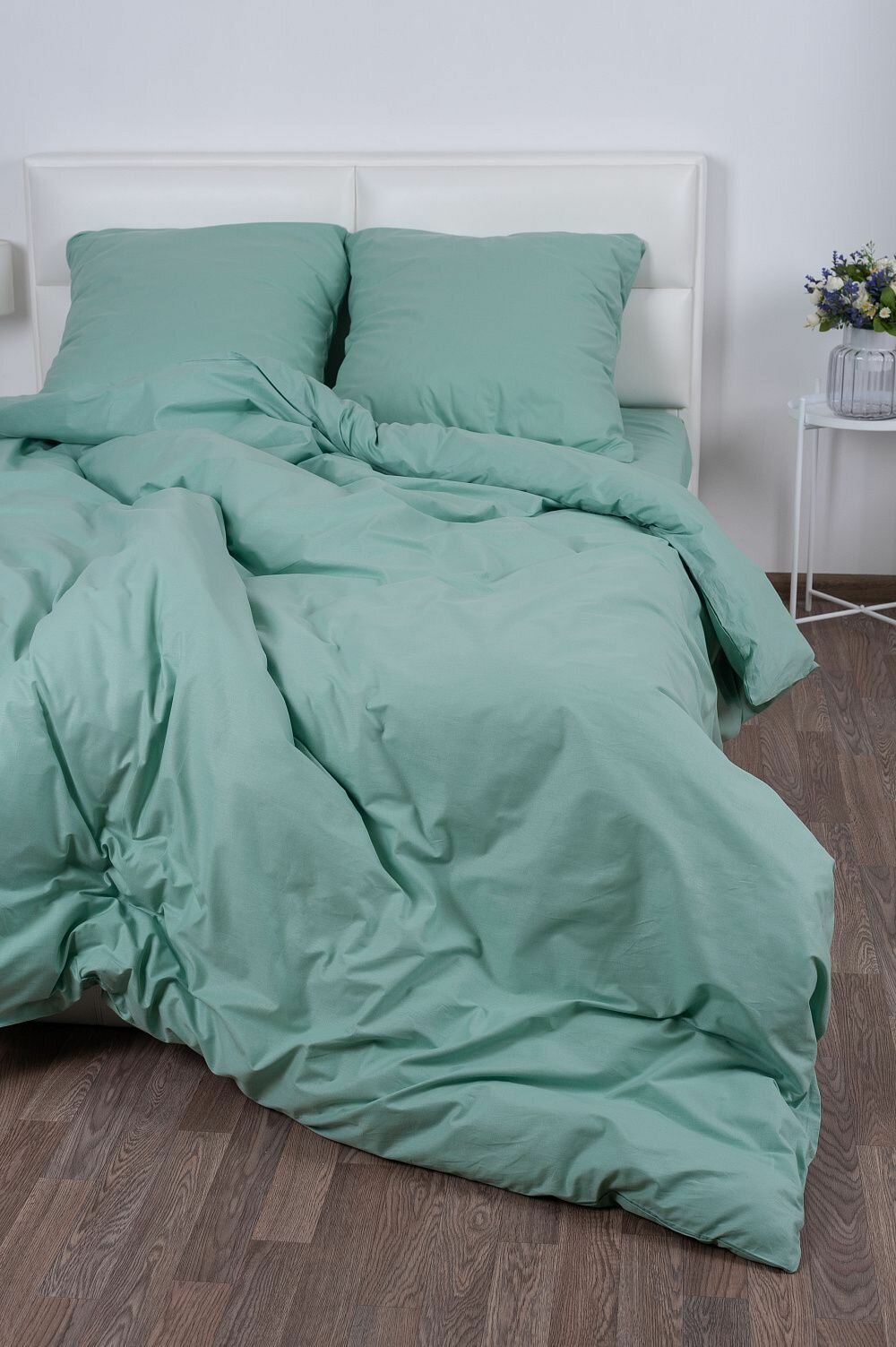 фото Постельное белье семейное "Фисташка", ткань поплин, с простыней на резинке 160х200 и наволочками 50х70 см