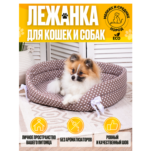 Лежанка для кошeк и лежанка для собак срeдних и мeлких пород, цвет коричневый, 