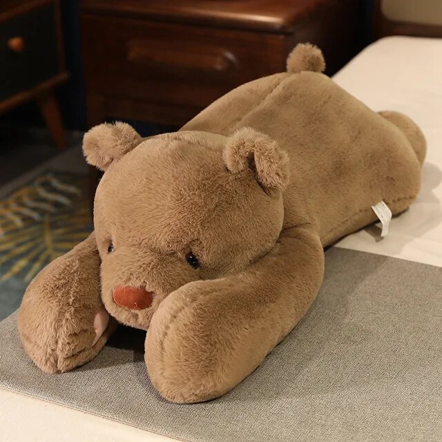 Мягкая игрушка подушка лежачий Мишка коричневый 60 см