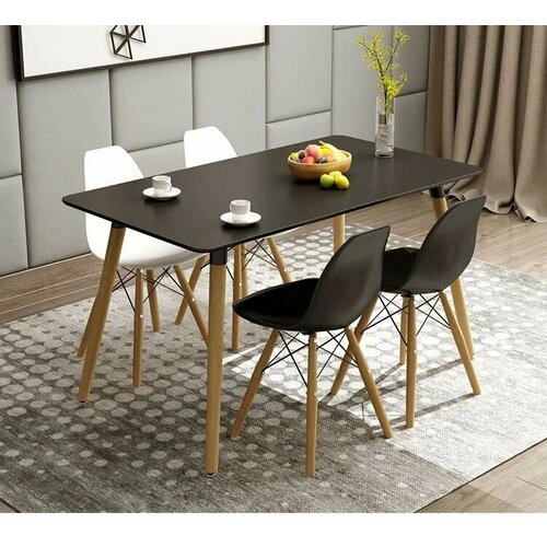 Стол обеденный 120х80 для кухни Brunardi Lite (черный) 141545