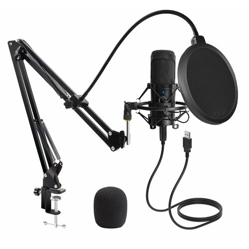 Конденсаторный USB-микрофон вокал записывающий микрофон с подставкой для ПК, караоке, трансляции, Youtube
