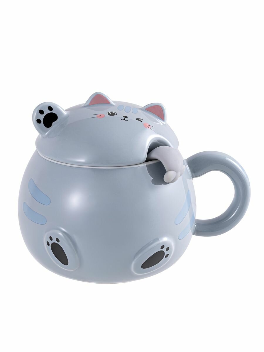 фото Кружка для чая кофе керамическая Chubby cat white 460 мл