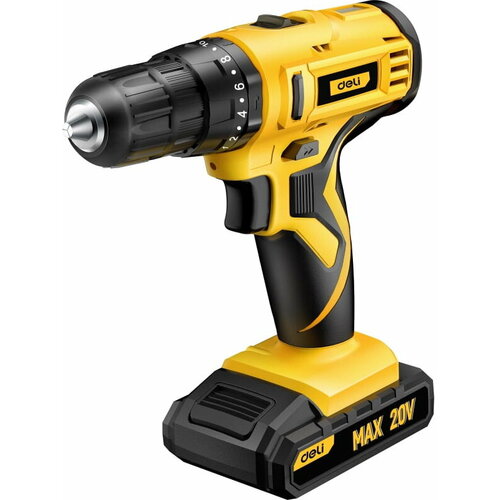 Дрель-шуруповерт аккумуляторная ударная Deli DL-CZ20-E1D2 1АКБЗУ 20В 2Ач 29Нм картон 10184₽