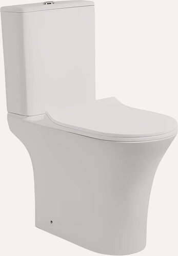 Изображение товара Унитаз-компакт напольный Ceruttispa Bernina CT7193 с микролифтом, безободковый, фарфоровый, белый, глянцевый, овальный, с нижним подводом, сиденье для унитаза в комплекте