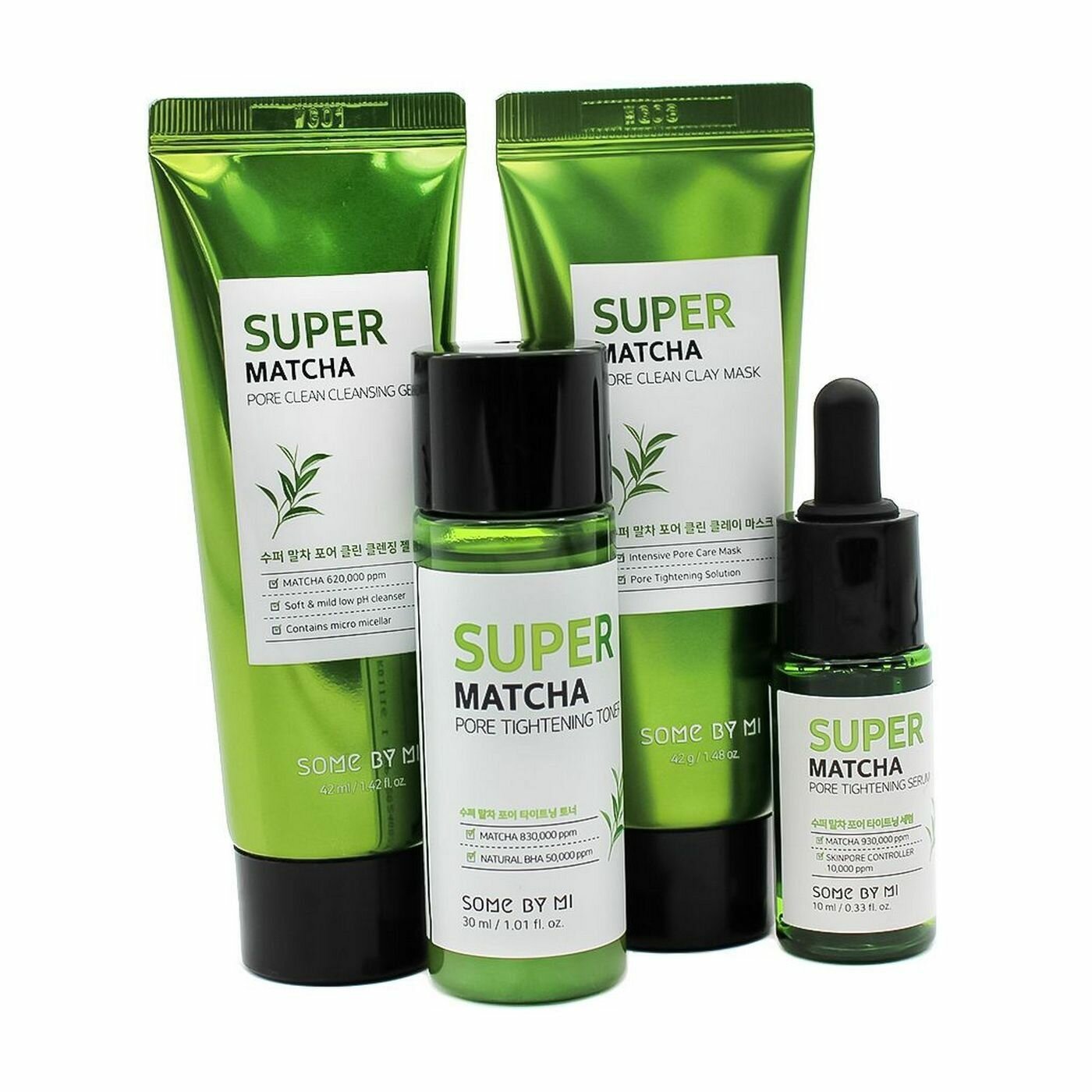 Набор SOME BY MI Super Matcha Pore Care Starter Kit: пенка, глиняная маска, тонер, сыворотка