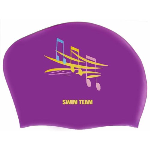 Шапочка для плавания для длинных волос SWIM TEAM ноты: KW-N (Фиолетовый)