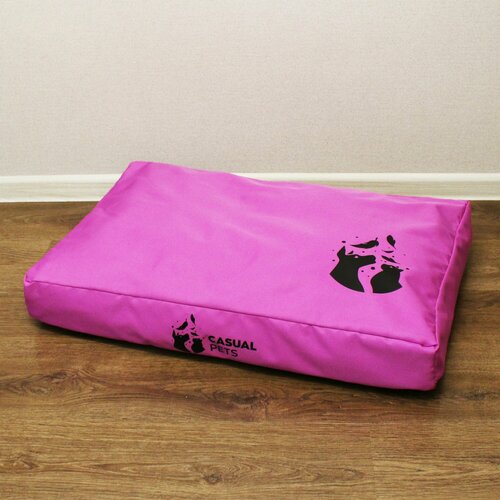 Просто лежак для собак средних пород со съемным чехлом M - 75х50х10 см розовый с серым, Casual pets
