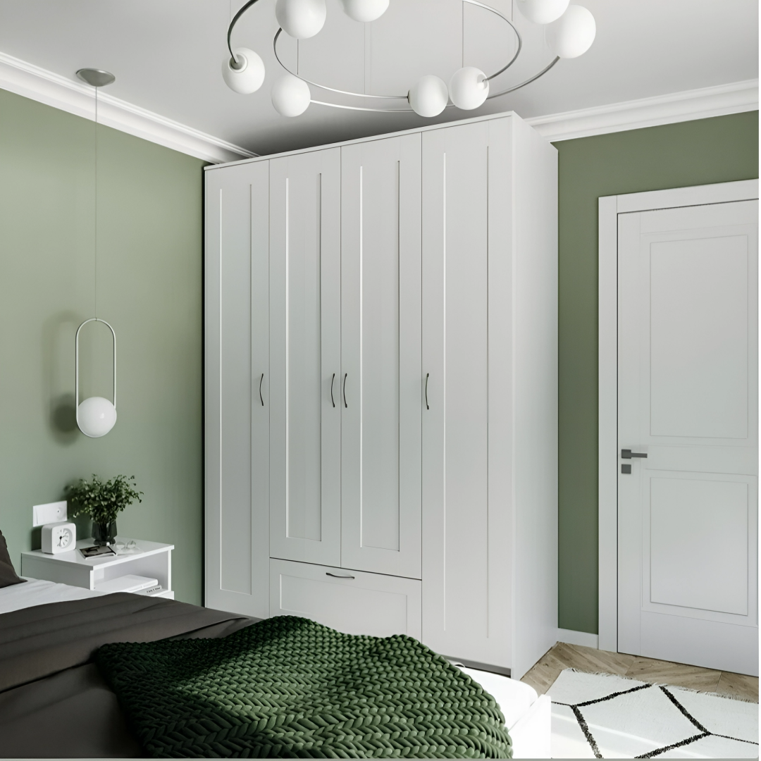 фото Сириус Шкаф трехстворчатый с 1 ящиком и 1 зеркалом, белый